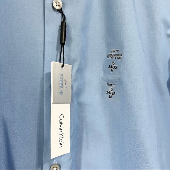 New Calvin Klein Slim Fit Non Iron Performance Dress Shirt Size M - Picture 5 of 6